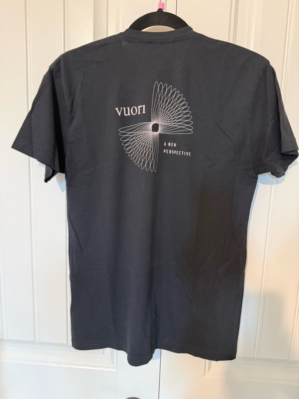 Vuori Black Short Sleeve Tee with White Geometric Back Graphic